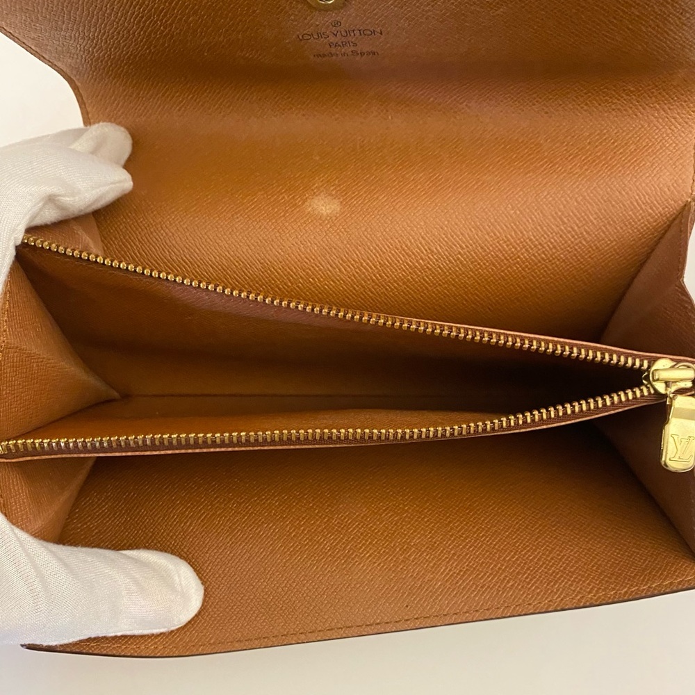 😍Auth Louis Vuitton Sarah Mono Long Wallet w/unbranded Gold Chunky Chain LN - Picture 5 of 11
